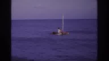 Ocean City New Jersey USA (1968): 2 People Sailing Very Small Boat
