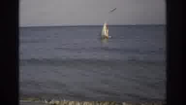Ocean City New Jersey USA (1968): Vintage Video Of Small Sail Boat On The Sea And