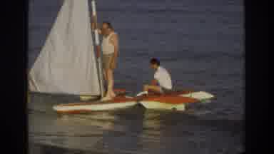 Ocean City New Jersey USA (1968): While Girl Pushing The Sailor Boat There Are Two