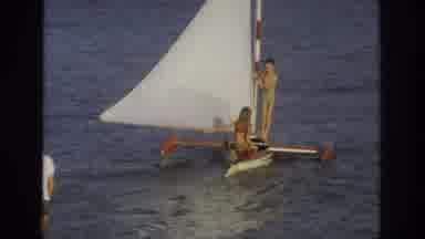 OCEAN CITY NEW JERSEY USA-1968: Two Kids In The Middle Of The Sea Having Fun On