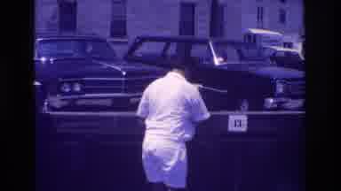 Ocean City New Jersey USA (1968): Man Wearing White Shorts Shirt Turns Away From