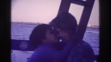 Ocean City New Jersey USA (1968): Woman Gets Kiss From Child During Boat Trip On A