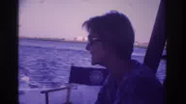 Ocean City New Jersey USA (1968): Woman In Glasses Talking On A Speeding Boat
