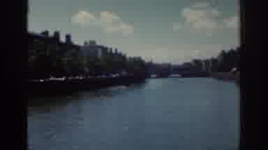 Dublin Ireland (1961): River Water Blue Town City Boat Bridge Trees Current Birds