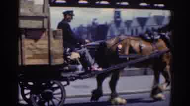 Dublin Ireland (1961): Busy Bride Cars Flowing Horses Trodding Pulling Man On