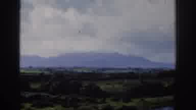 Dublin Ireland (1961): View Of Mountain Silhouette,Flowing River,Green Meadow