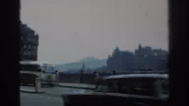 London England (1961): Beautiful Old Street With Buses And Cars Whizzing Down The