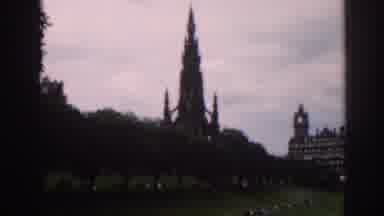 SCOTLAND-1961: Views of Scott Monument and Park with People Walking