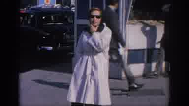 Spain (1966): Woman With Raincoat Posing And Several Cars Driving