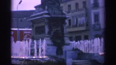 Spain (1966): View Of Statue Fountain In Public Street Square In Daylight