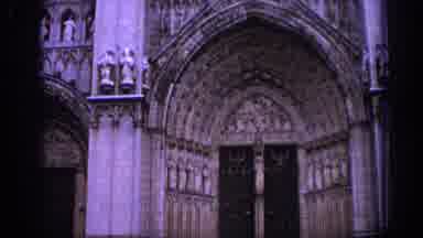 Spain (1966): Cathedral In Front Of A Motorcycle Down The Street