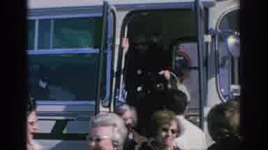 SPAIN-1966: People Getting Off Bus After Long Trip With Bags And All