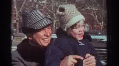 Bedford Virginia USA (1971): Man In A Checked Hat With Two Small Children In Blue
