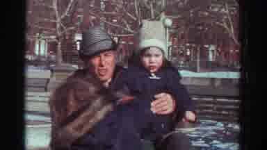 Bedford Virginia USA (1971): Father And His Two Children At The Park During Winter