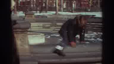 Bedford Virginia USA (1971): Mom Watching Kids Play At Empty Frozen Fountain