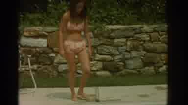 Miami Florida USA (1971): Step Woman Enter Backyard Pool Feet Water Bikini Hand