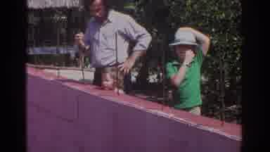 Miami Florida USA (1971): A Father With Two Children Watching An Alligator At The