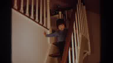 Philadephia Pennsylvania USA (1972): Child Slowly And Carefully Descending Stairs