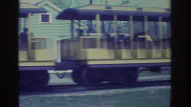 Toronto Canada (1972): A Tram Rolls Past With 2 Cars And Very Few People, Flash Of