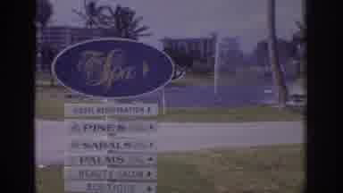 Naples Florida USA (1973): The Spa Sign With Car Traveling In Background