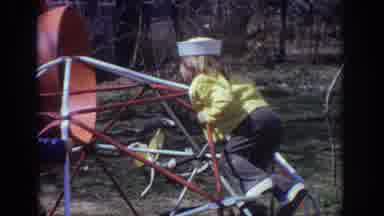 Philadephia Pennsylvania USA (1973): Two Children Play On A Jungle Gym In A Park