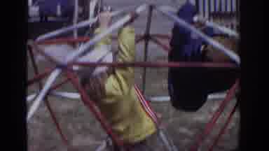 Philadephia Pennsylvania USA (1973): Two Children Playing Happily In A Cylindrical