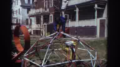 Philadephia Pennsylvania USA (1973): Two Children Playing In And On A Vector Tube