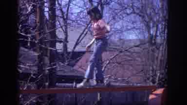 Philadelphia Pennsylvania USA (1973): One Girl Child Walk In A Stick