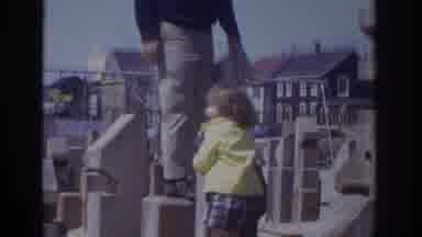 Philadelphia Pennsylvania USA (1973): Man Girl Outside Playing Family Dad Daughter