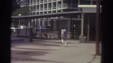 Cleveland Ohio USA (1974): Motorhome Parked At A Hotel With Person Rapidly Running