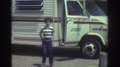 Cleveland Ohio USA (1974): Two Brothers Emerging From Family Camper On A Road Trip