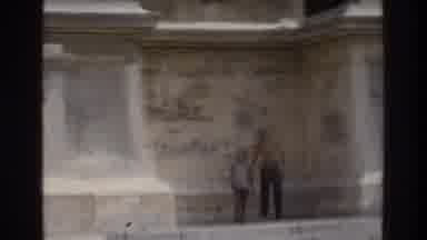 Atlanta Georgia USA (1975): Two Boys In Front Of A Marble Building Defaced By