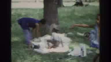 Atlanta Georgia USA (1975): Two Little Kids Girls Playing In A Park, Their Mother