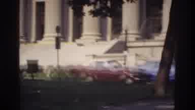 Washington DC USA (1975): Driving Past Government Buildings, Red And Blue Cars In