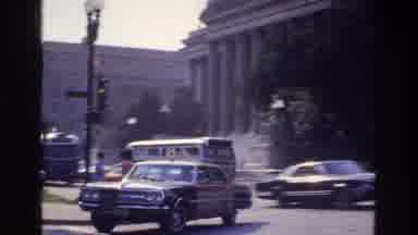 Washington DC USA (1975): Tourist Records Video Of Cars Passing By A Statue
