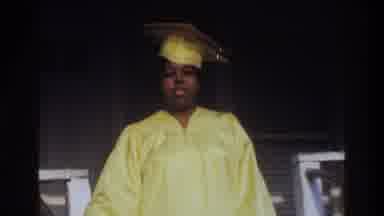 Washington DC USA (1975): Female Graduate Walking Down Steps