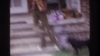 Washington DC USA (1975): One Person Walkout The House And He Playing With Dog