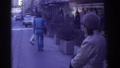 Bern Switzerland (1976): Person Walking In Blue Outfit Down Side Of The Road In