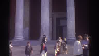 Greece (1976): Historical Monument And Different Visitors Standing Around Outside