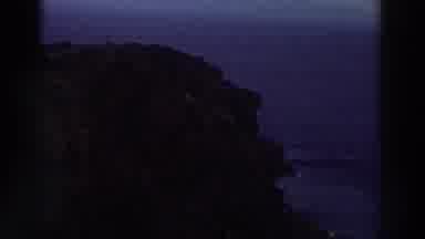 GREECE-1976: Ancient Stone Columns and Rocky Coastal Cliffs With Sea