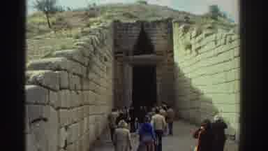 GREECE-1976: Tourists Explore Ancient Mycenaean Tomb and Theater Ruins