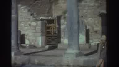 GREECE-1976: Old Home Video Footage Of Ruins Panning Upwards Along Old Columns