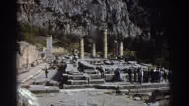 GREECE-1976: Tourists Exploring Ancient Ruins With Stone Columns