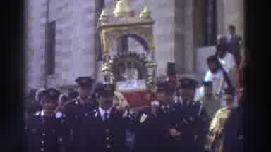 GREECE-1976: Religious Reliquary Carried in Procession by Uniformed Men