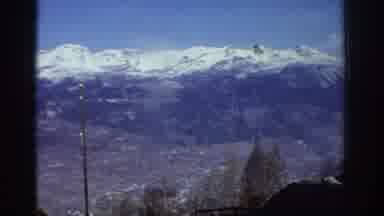 Greece (1976): Sweeping Winter View Of Snow Covered Mountain Top Cabins Trees