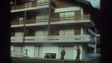 GREECE-1976: Five Story A Frame Apartment Or Hotel With Balconies Showing Two People