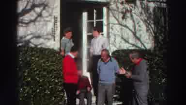Greece (1976): Family Pose For Vintage Picture On Stairs Near Hedges Door