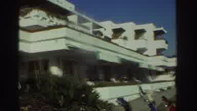 GREECE-1976: White Modernist Mansion At The Shore With Balconies And Palm Trees