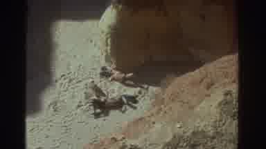 GREECE-1976: Man Arrives In Car At Beach Area On Sunny Day