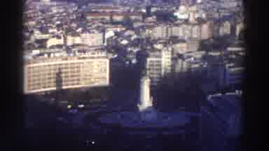 GREECE-1976: Aerial View Of A City Skyline With Monument And Sea